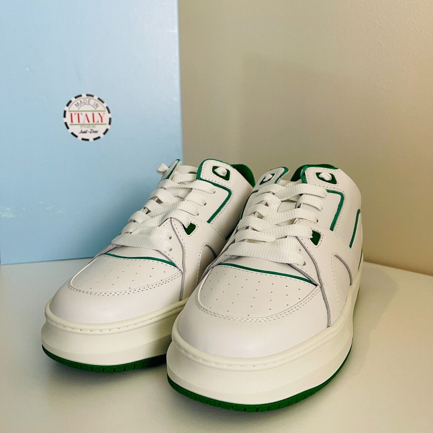 Just Don Basketball Courtside Lo White Green Sneakers Shoes EUR 39 UK 5.5 US 6.5