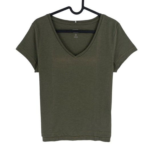 Camel Active Women Dark Green Solid V Neck Short Sleeves T Shirt Size S