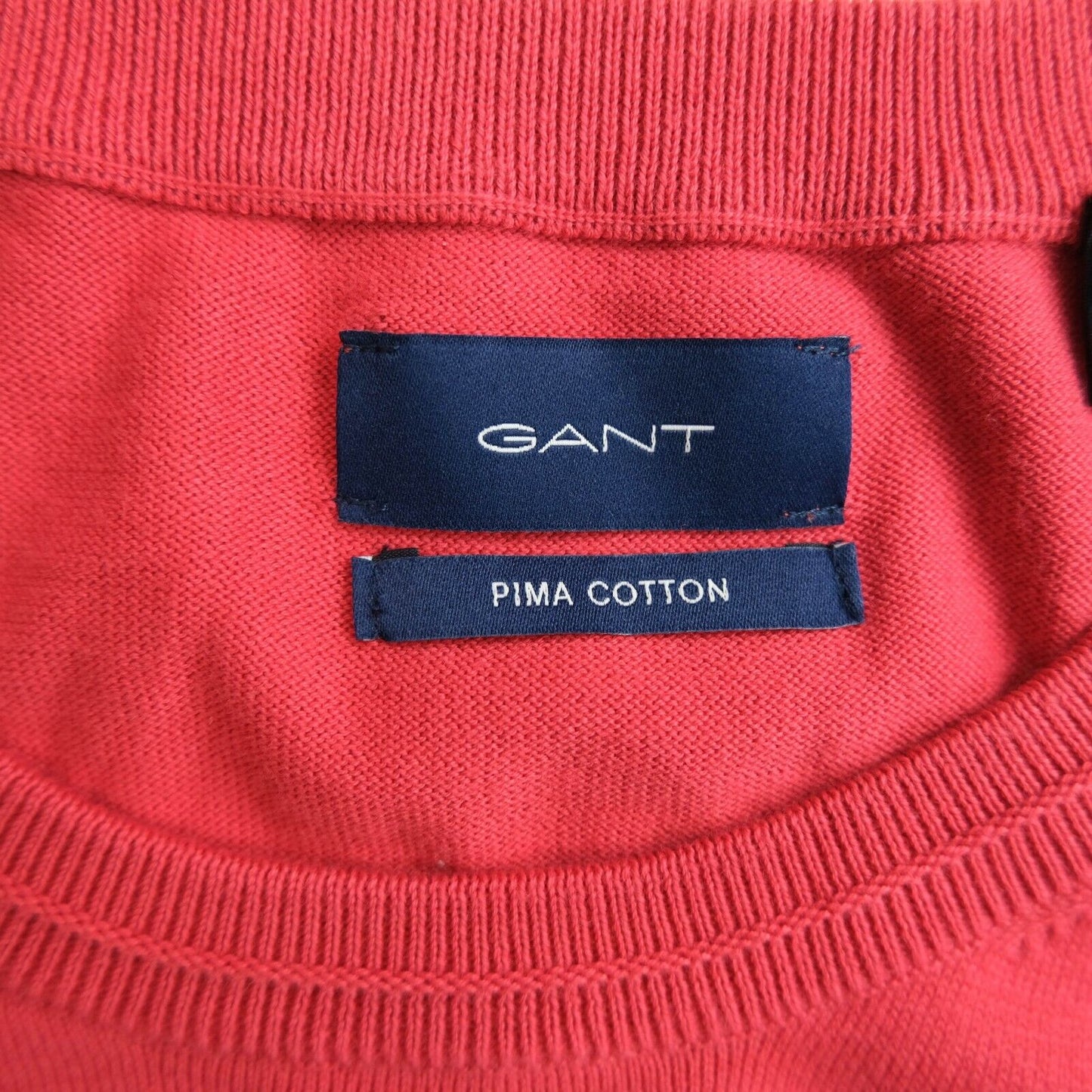 GANT Light Red Crew Neck Pima Lux Contrast Sweater Jumper Size M L XL