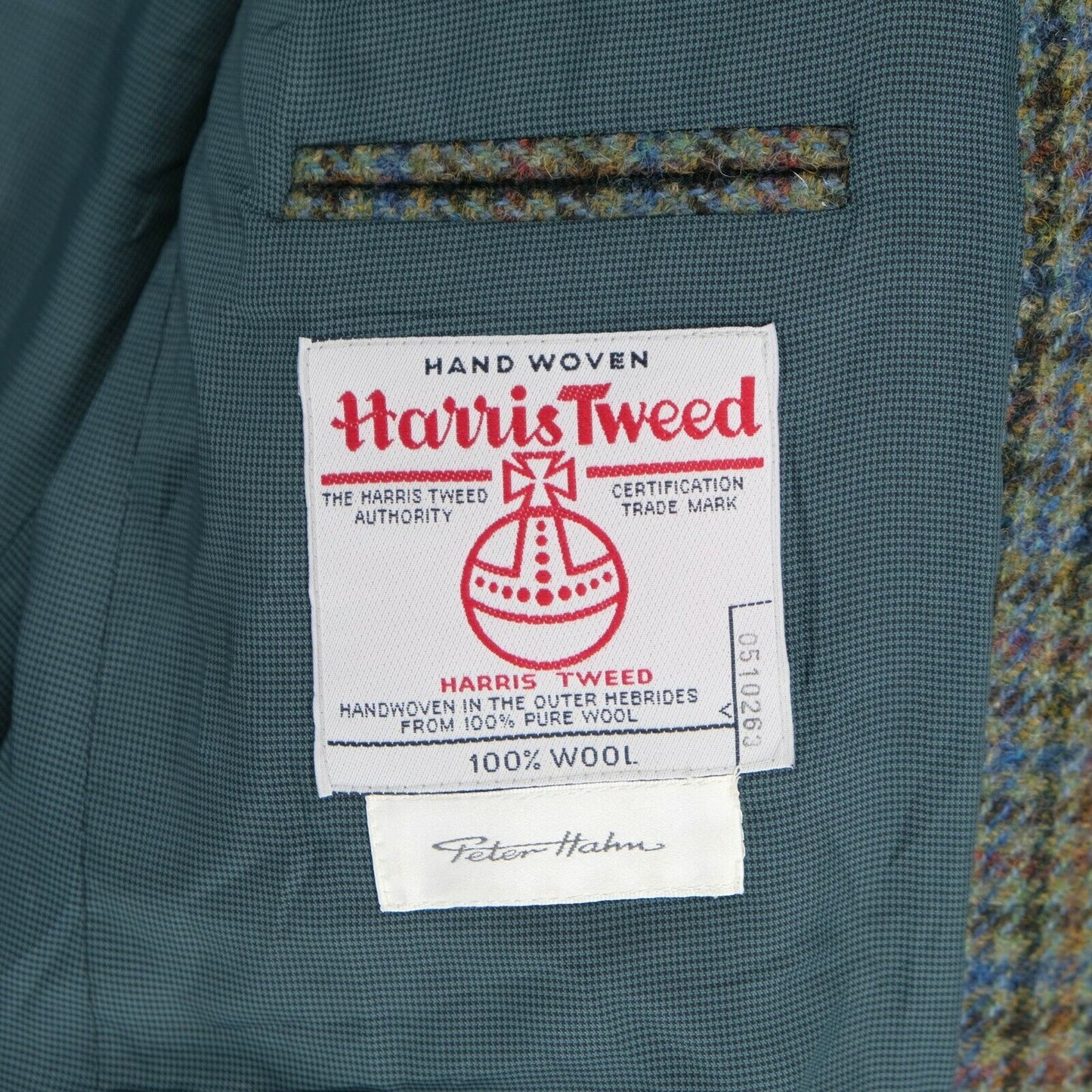 Harris Tweed 100% Wool Brown / Blue Jacket Blazer Size US/UK 42 EUR 52