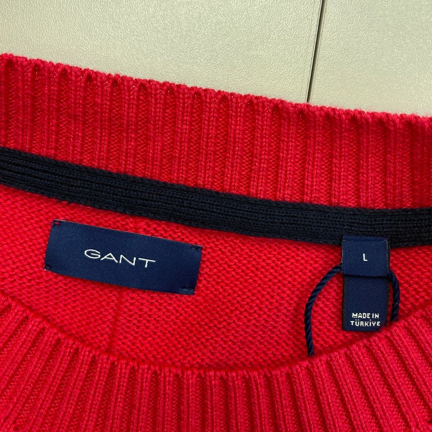 GANT Pinkish Red Icon G Cotton Crew Neck Sweater Pullover Size L