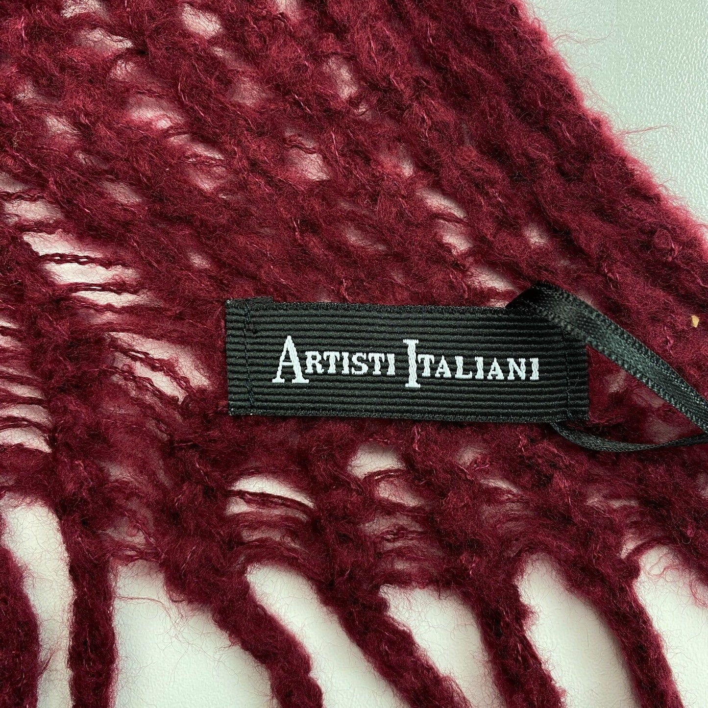 ARTISTI ITALIANI Dark Red Knitted Scarf Shawl