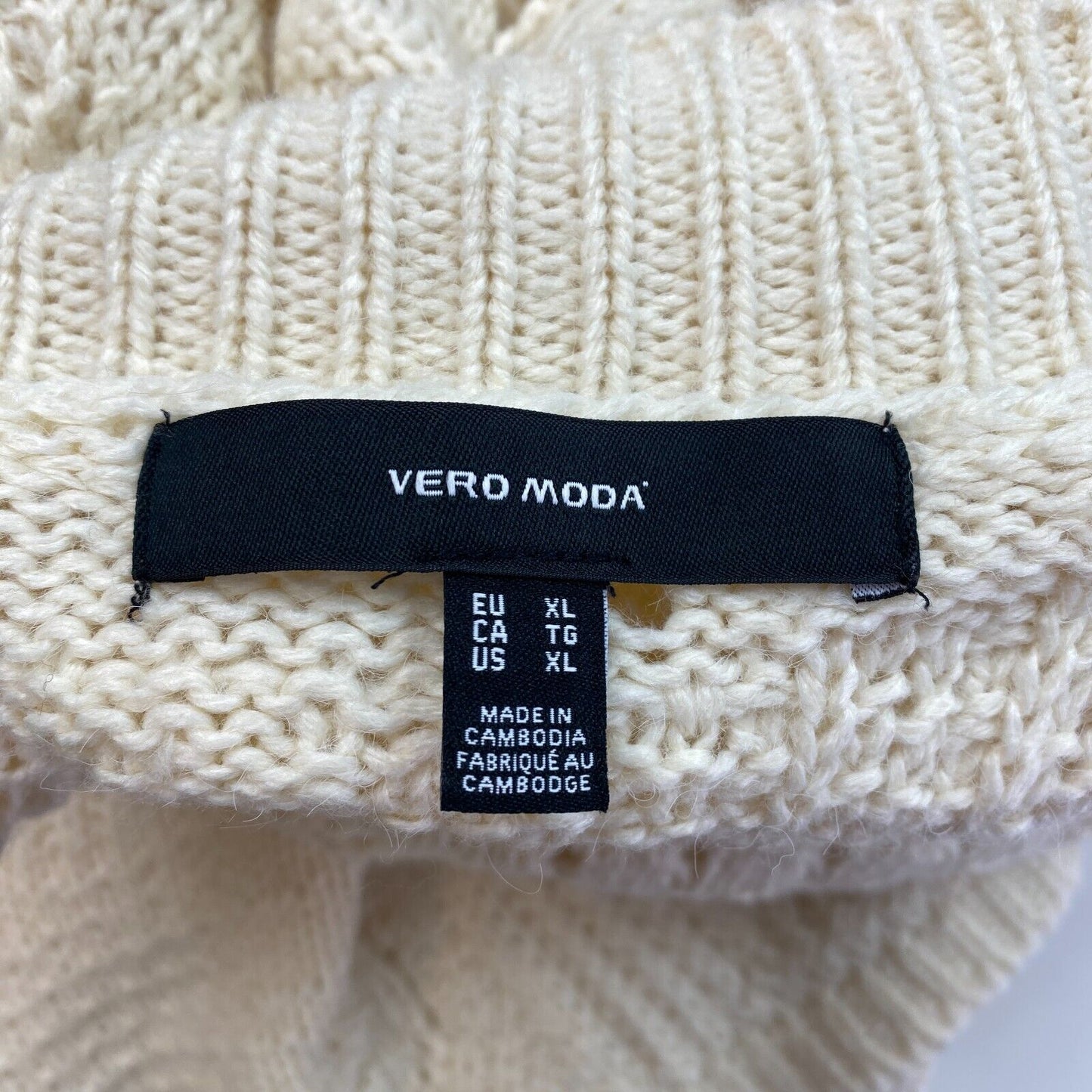 VERO MODA Robe pull beige à manches longues et col haut pour femme Taille XL