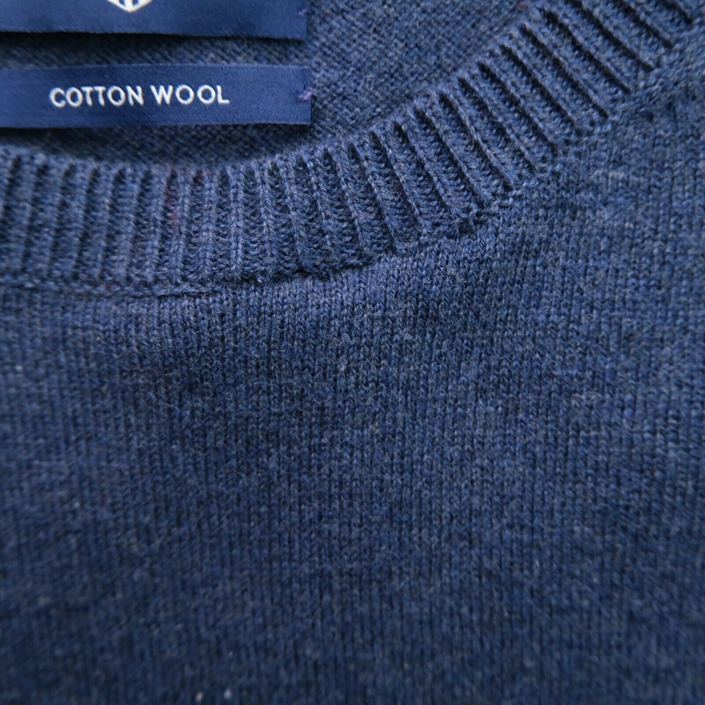 GANT Blue Crew Neck Logo Cotton Wool Jumper Sweater Size M