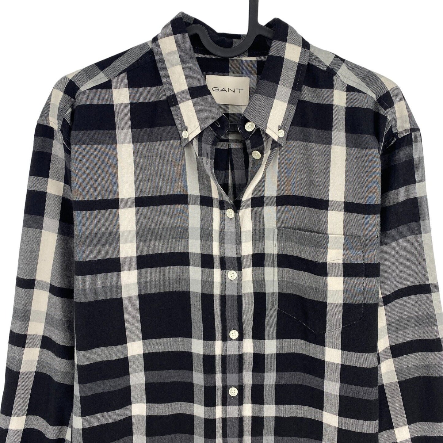 GANT Black Relaxed Checked Flannel BD Shirt Size EU 32 UK 4 US 2