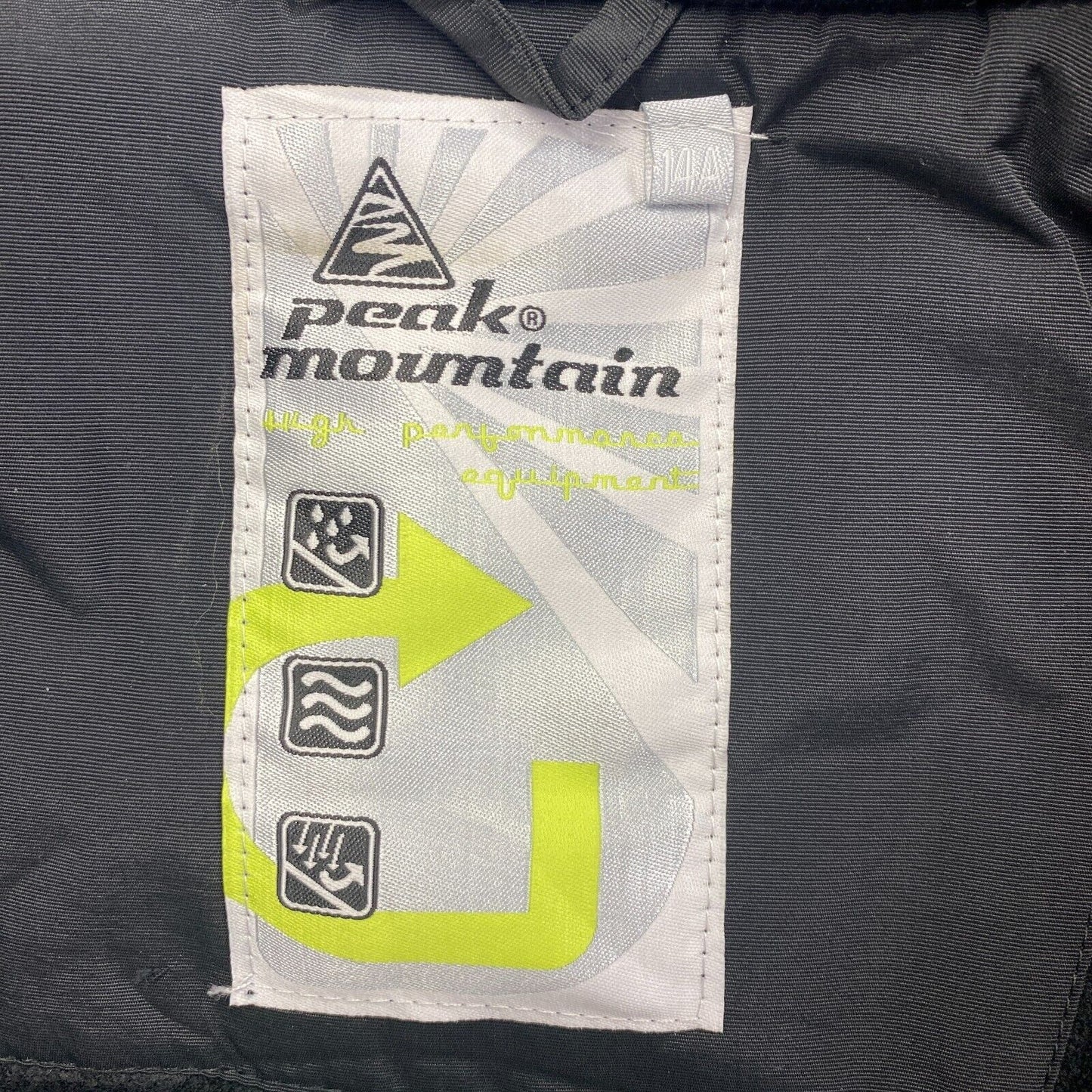 Peak Mountain Boys Black Hooded Race Ski Suit Size 14 Years