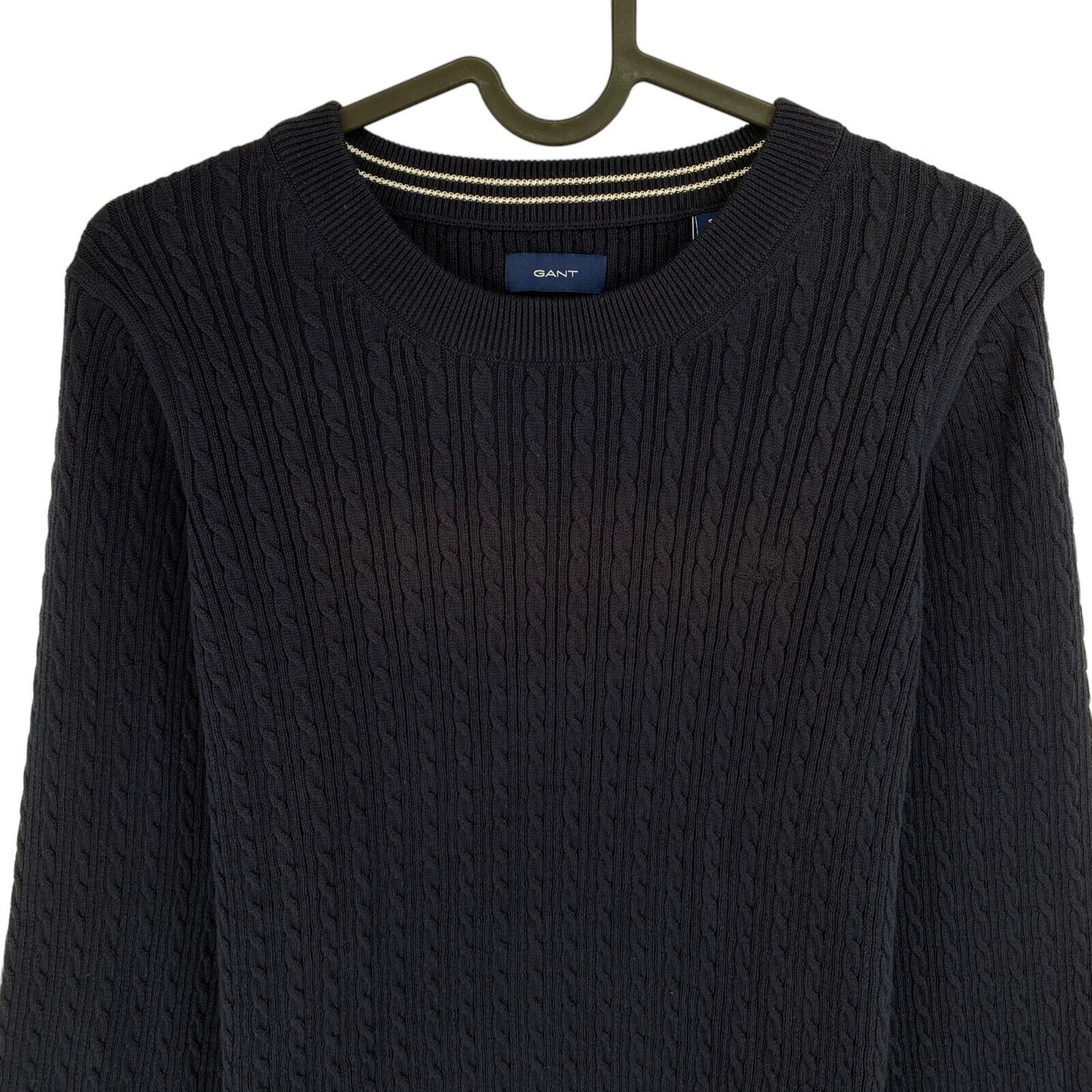 GANT Bleu Marine Coton Câble Tricot Ras Du Cou Pull Pull Taille S