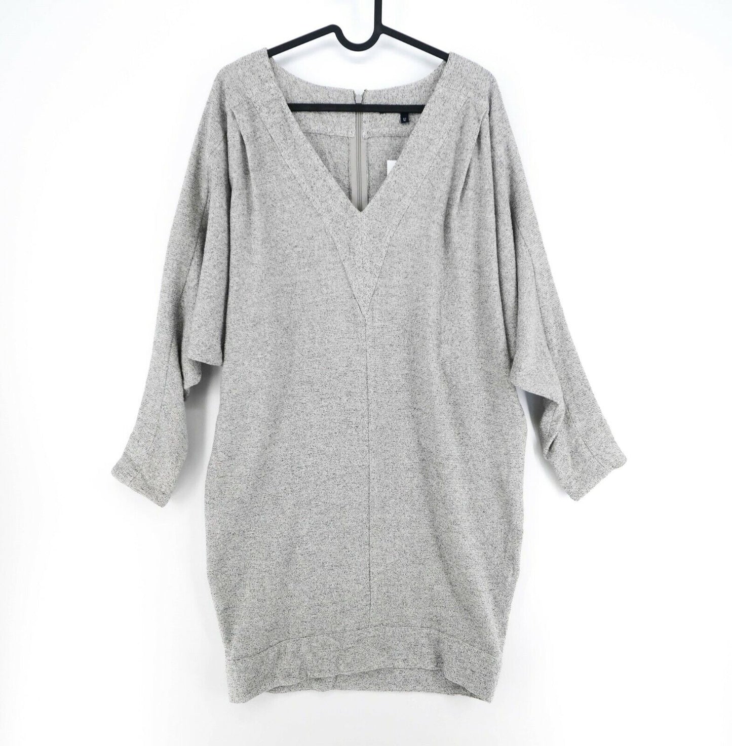 FRENCH CONNECTION Grey V Neck Long Sleeve Dress Size 10 / S 12 / M