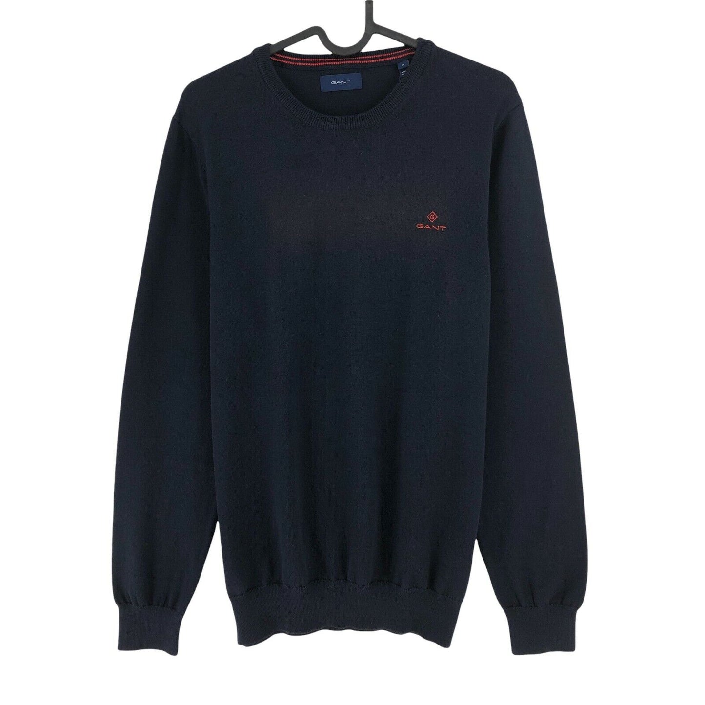 RRP €99 GANT Navy Blue Crew Neck Stretch Cotton Contrast Jumper Size M L