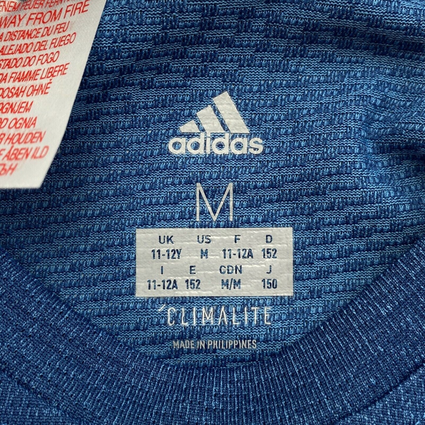 Adidas Climalite Youth Boys Blue Crew Neck T Shirt Size 11 - 12 Years