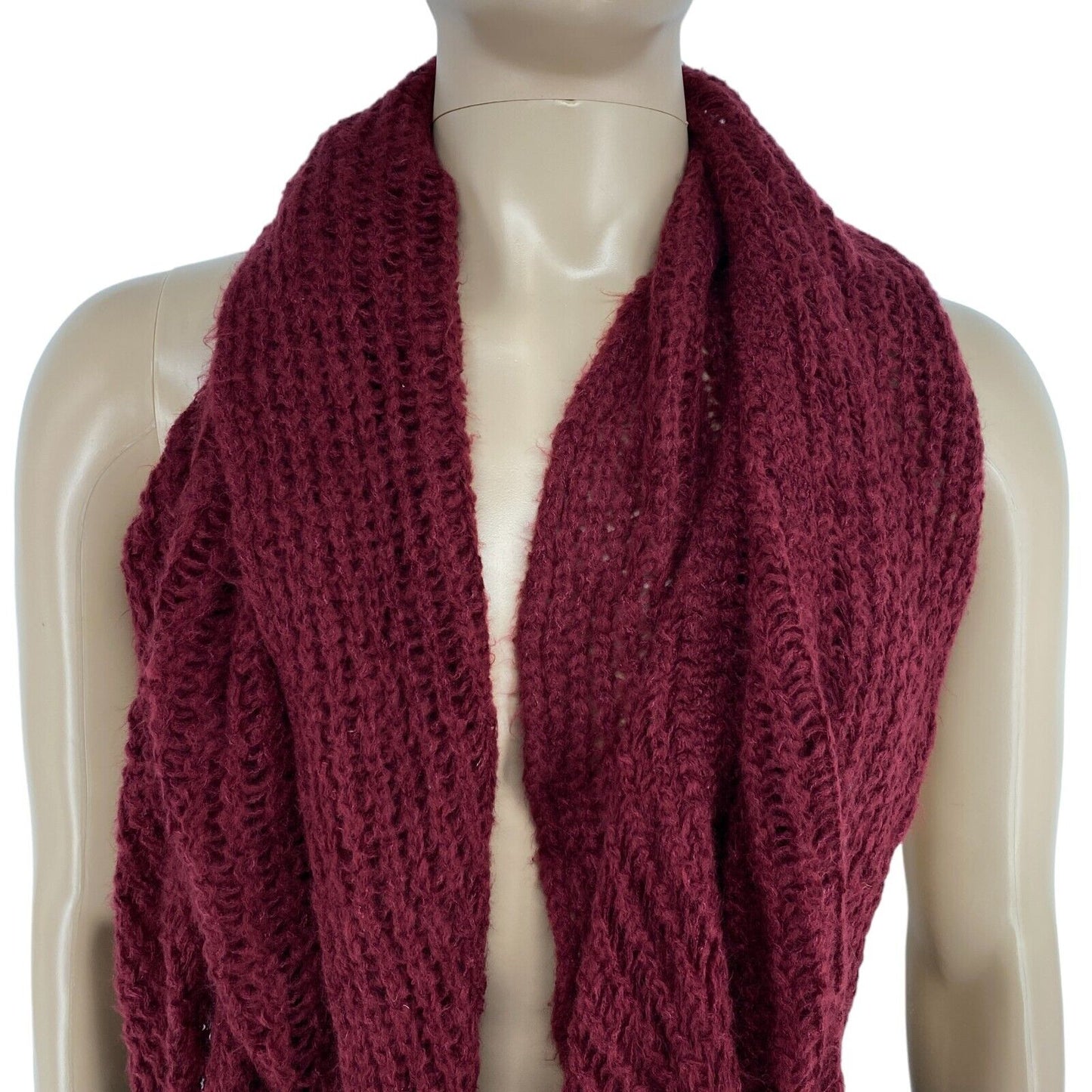 ARTISTI ITALIANI Dark Red Knitted Scarf Shawl