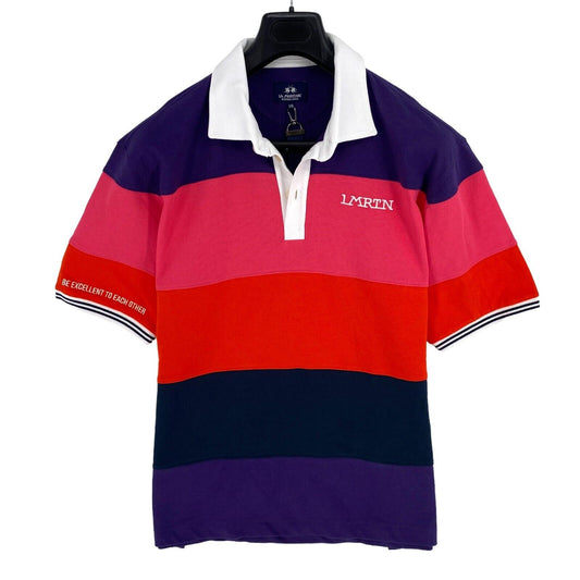 LA MARTINA Men Colored Bar Stripe Piquet Short Sleeves Polo Shirt Size 2XL XXL