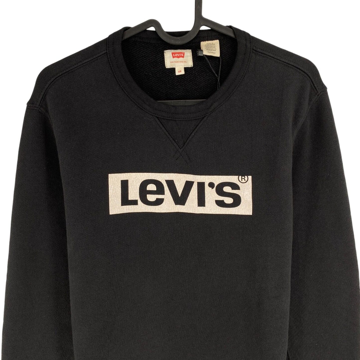 Levi`s Men Black Logo Crew Neck Jumper Sweater Pullover Size XS