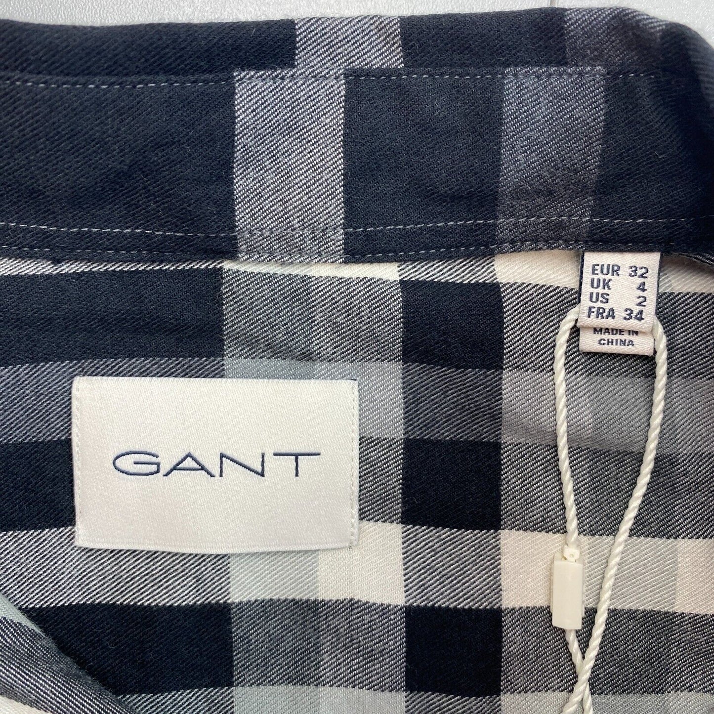 GANT Black Relaxed Checked Flannel BD Shirt Size EU 32 UK 4 US 2