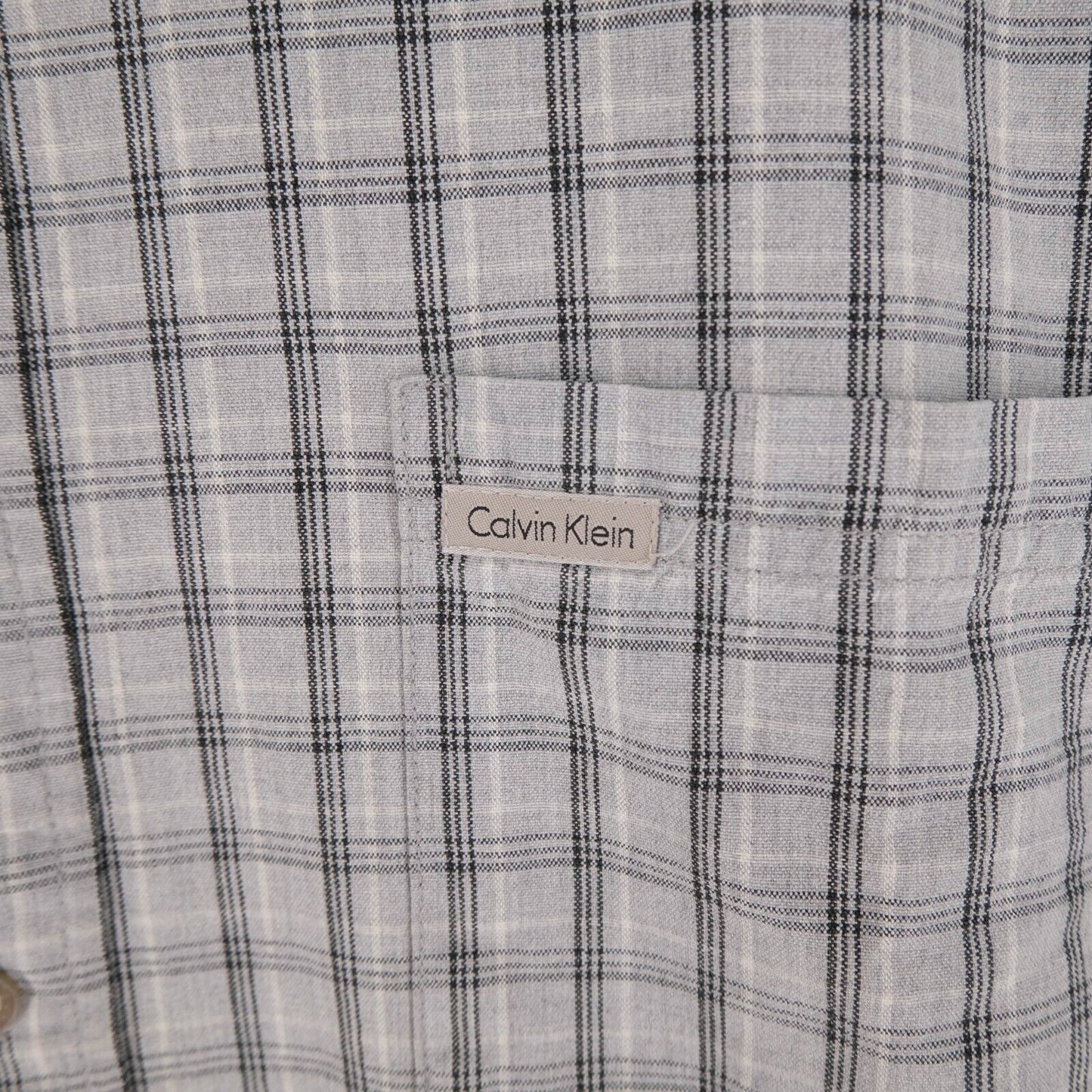 Calvin Klein Jeans Light Grey Check Print Short Sleeves Shirt Size XL