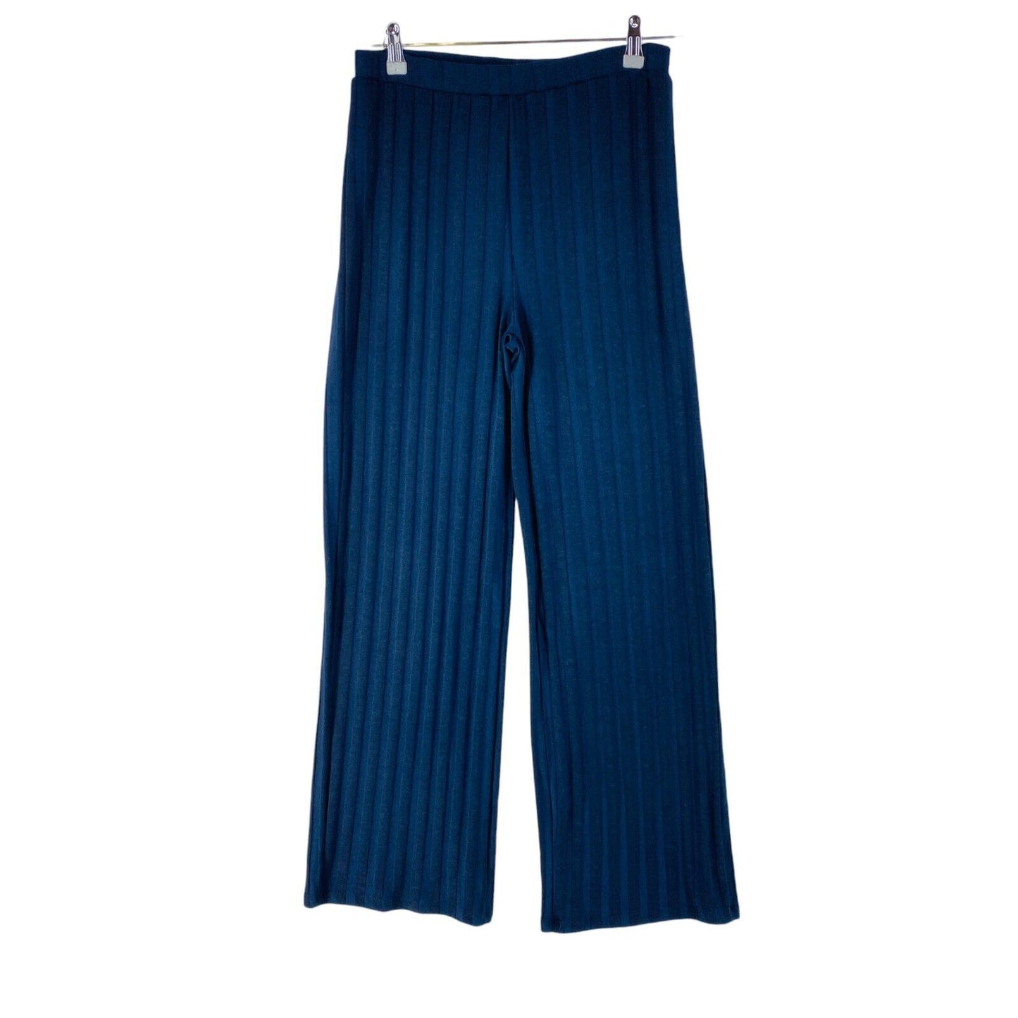 MANGO Women Dark Blue Wide Leg Fit Trousers Size M