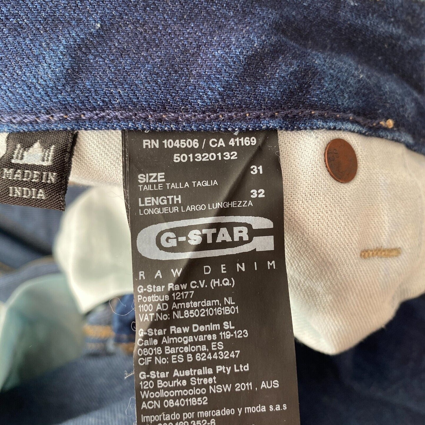 G-STAR ATTACC Jean coupe droite régulière bleu foncé taille W31 L32