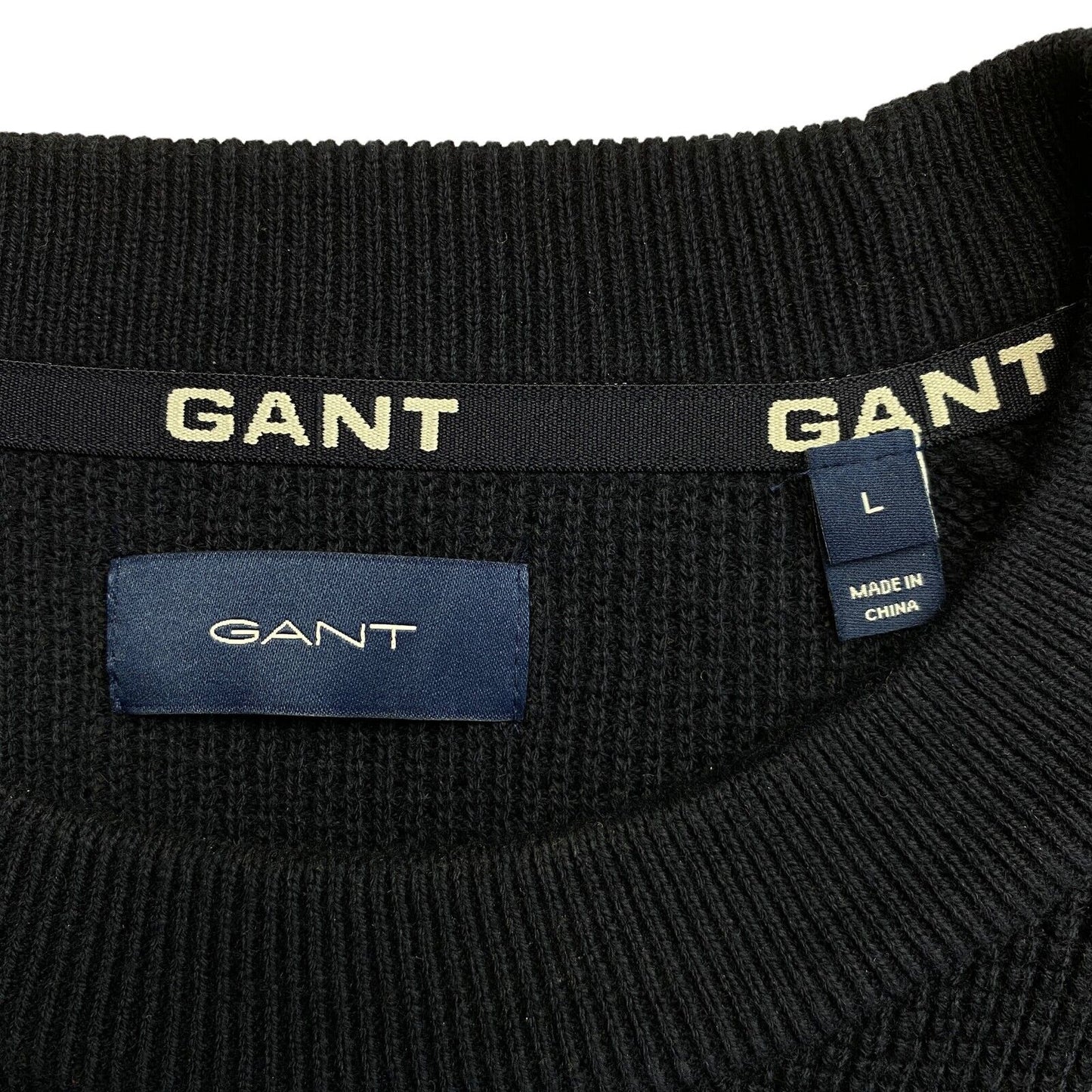 GANT Navy Blue Tag Cotton Wool Crew Neck Sweater Jumper Size L