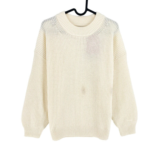 GANT Beige Wool Rib Crew Neck Sweater Jumper Size M