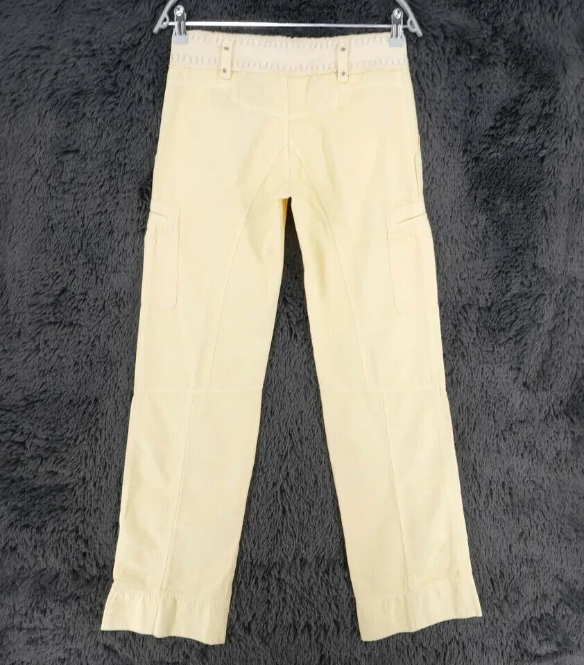 STEFANEL Women Yellow Regular Straight Fit Embroidered Trousers IT 38 EU 34 W28