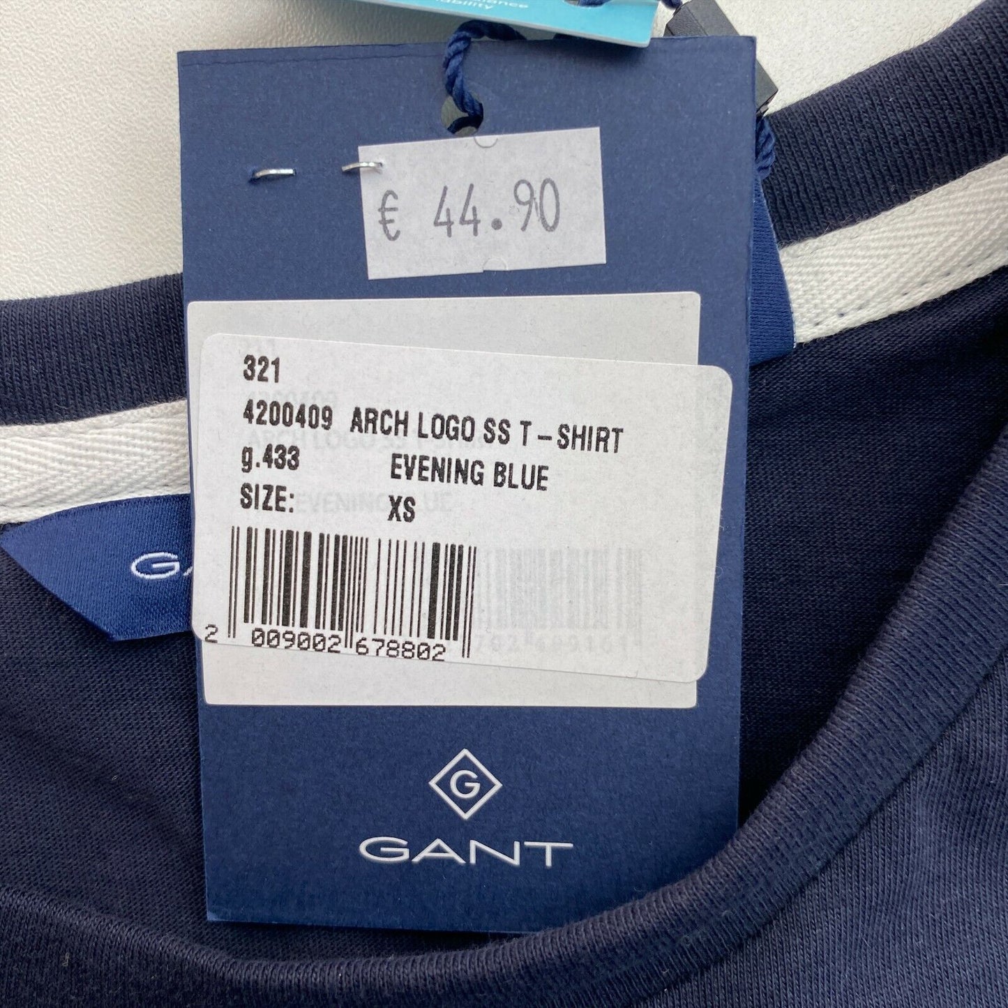 GANT Navy Blue Arch Logo Crew Neck Top Size XS