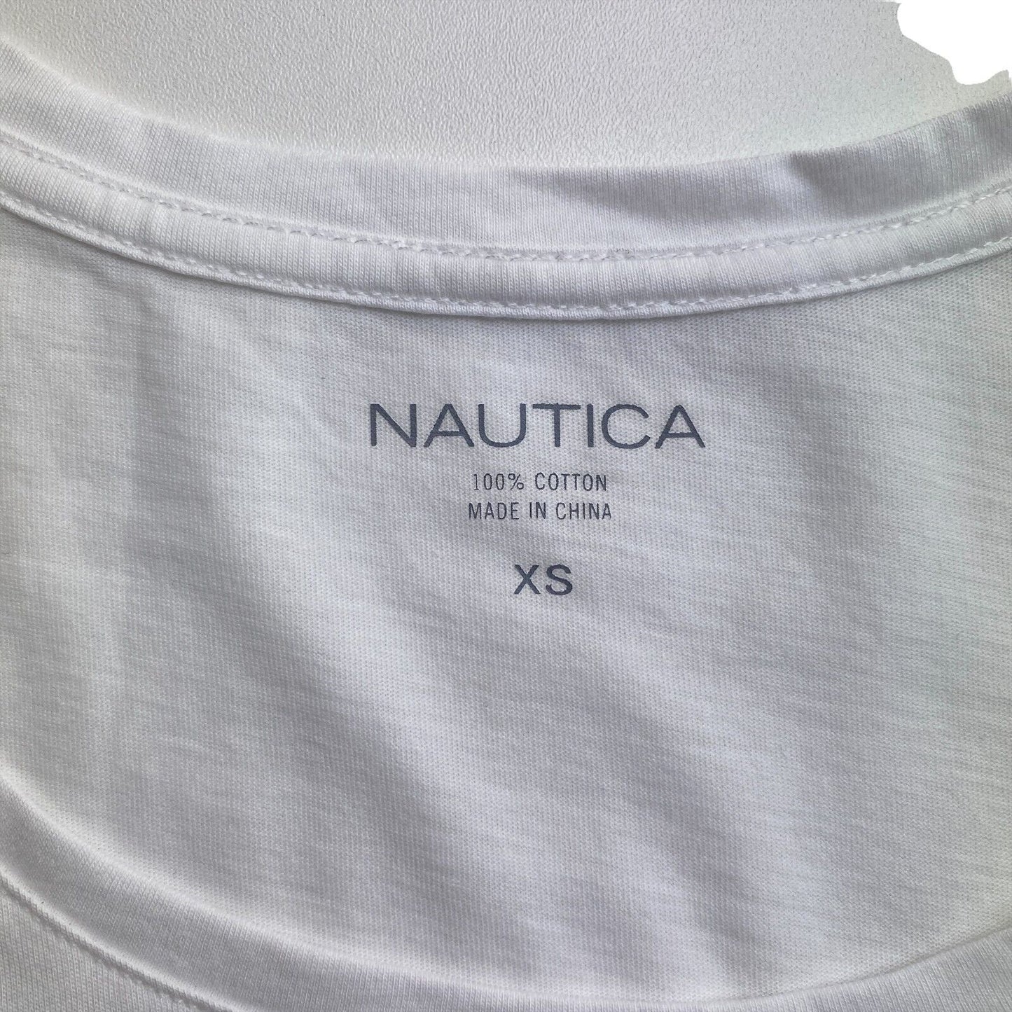 NAUTICA Weißes T-Shirt mit Rundhalsausschnitt, Größe XS