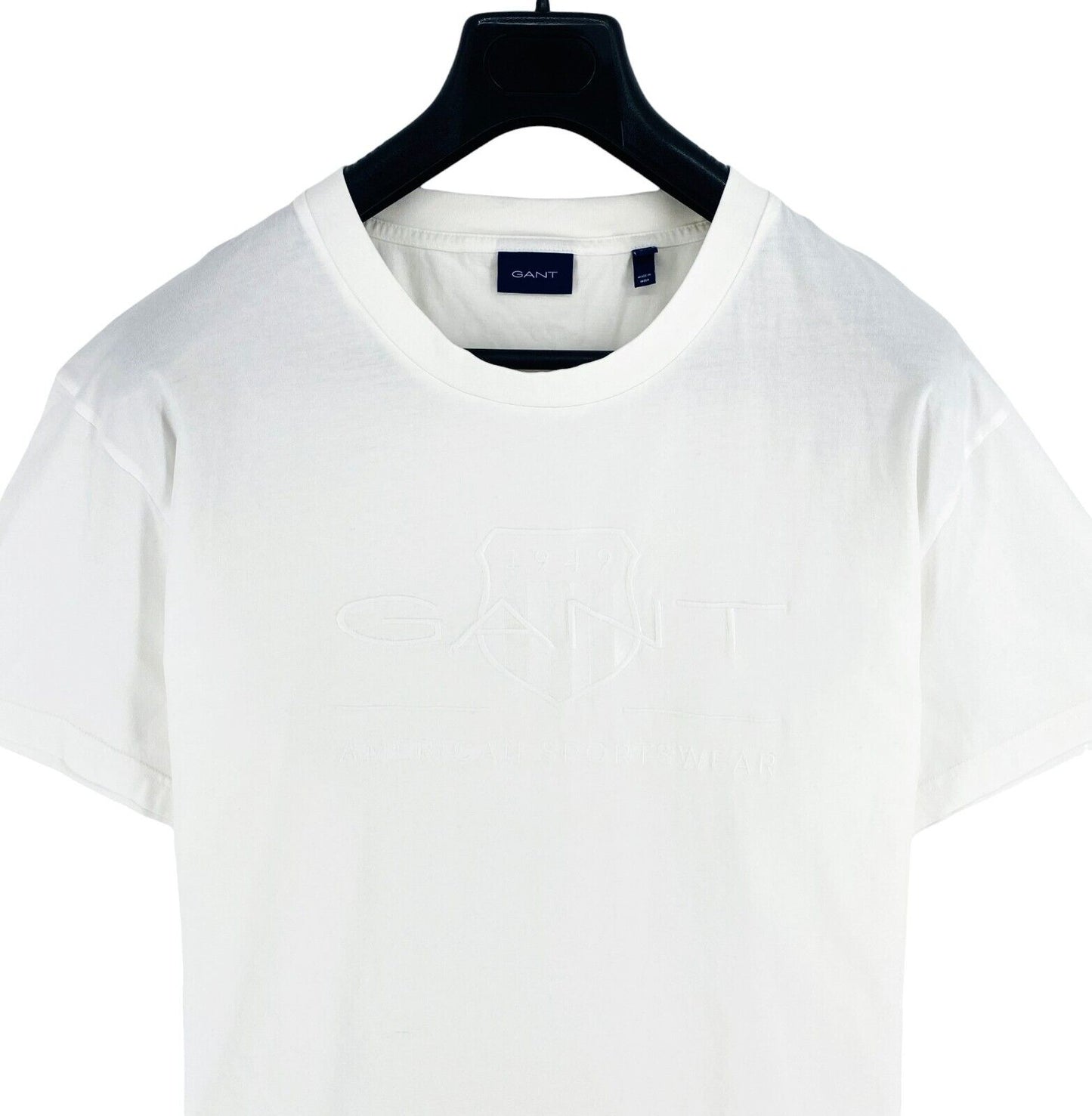 GANT Men White Tonal Archive Shield Crew Neck Short Sleeve T Shirt Size 5XL