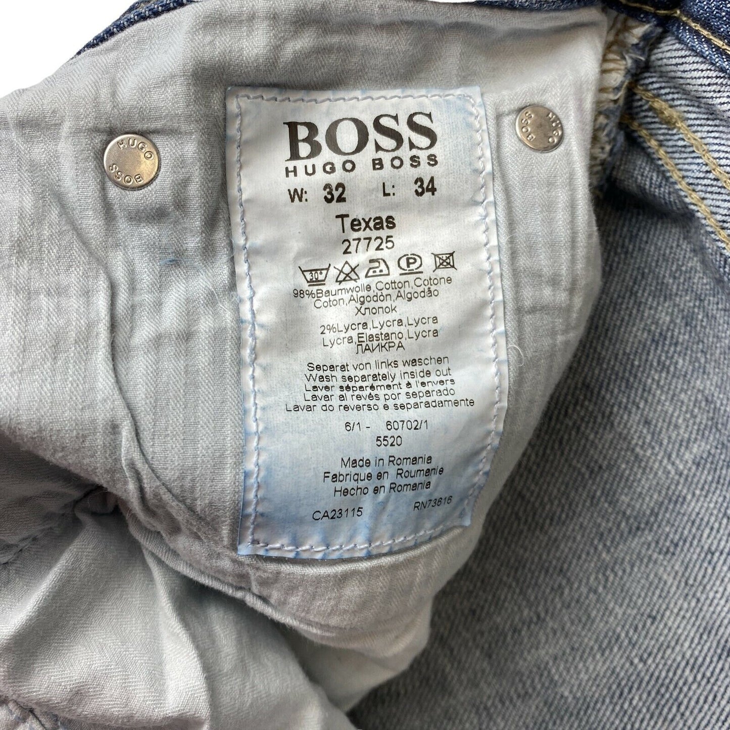 HUGO BOSS TEXAS Blaue Jeans mit normaler gerader Passform, W32 L34