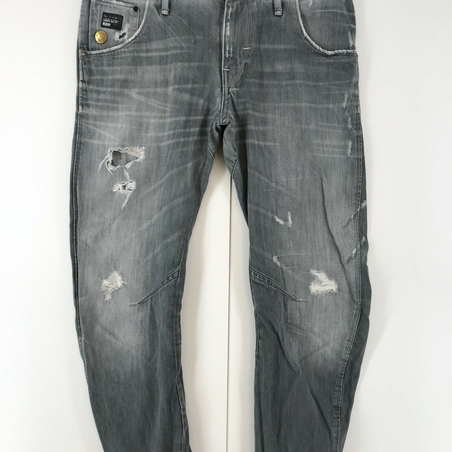 G-STAR RAW ARC 3D Grey Slim Fit Ripped Jeans W30 L32