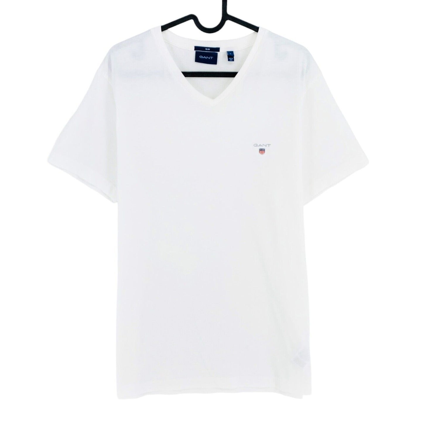 GANT White Original Slim Fit V Neck T Shirt Size L