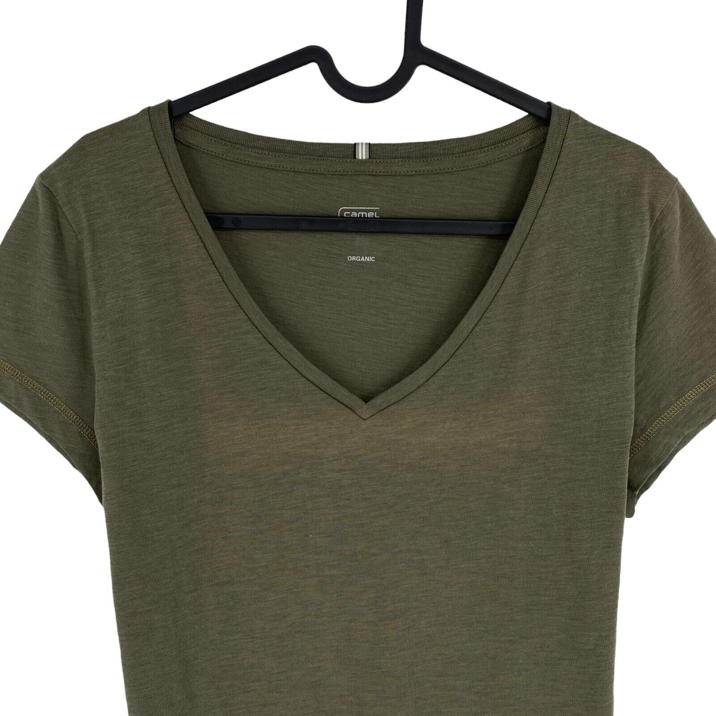 CAMEL ACTIVE Women Green V Neck Short Sleeves T Shirt Size S