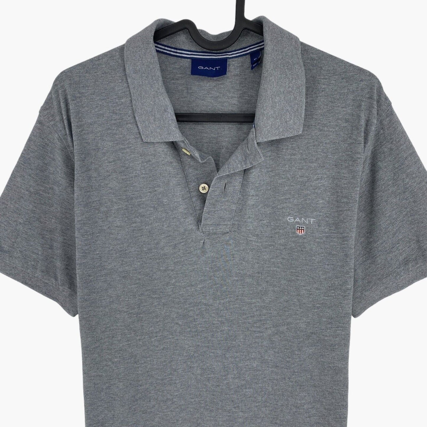 GANT Men Grey Pique Short Sleeve Polo Shirt Size M