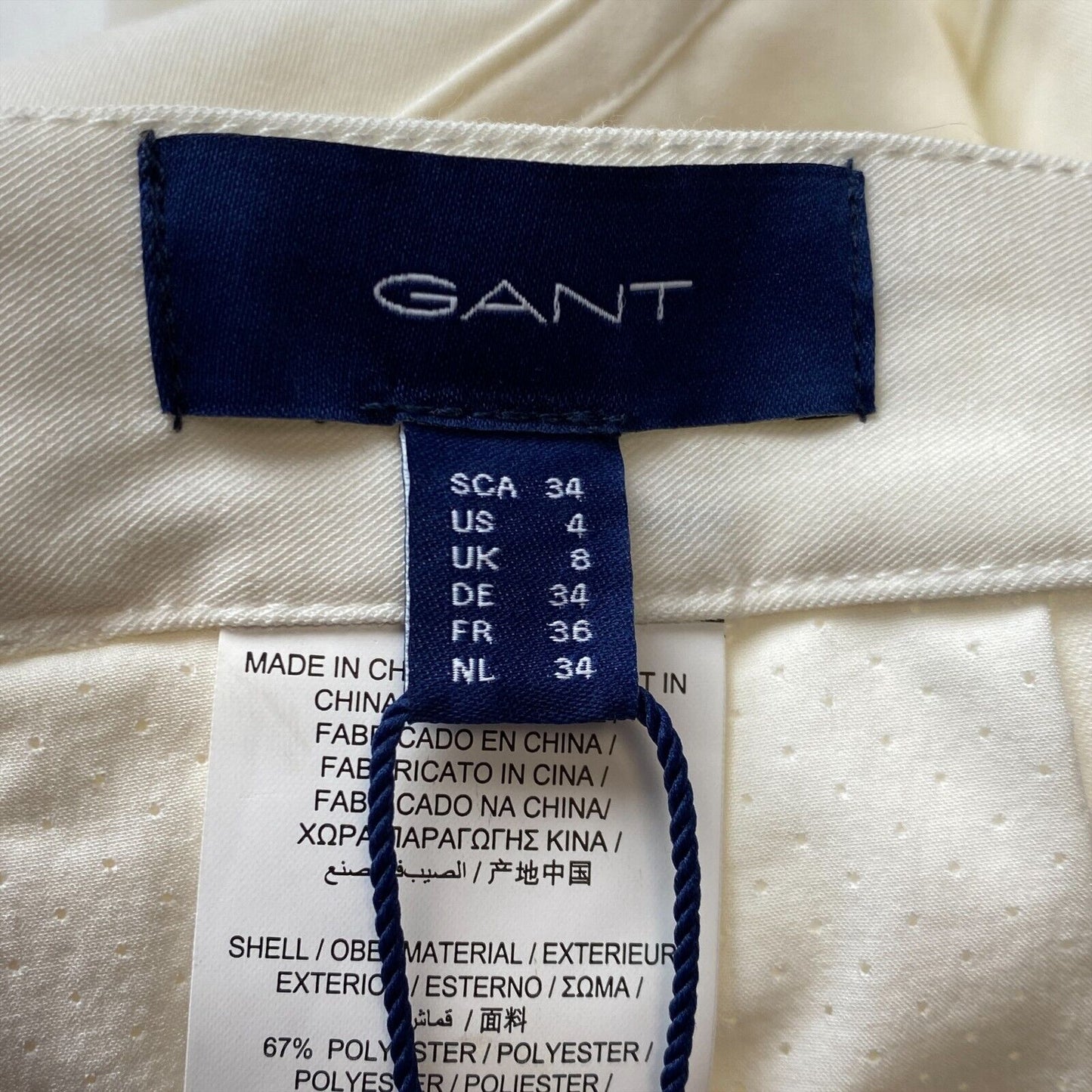 GANT Women Cream White Regular Fit Sport Activewear Shorts EUR 34 UK 8 US 4 W27