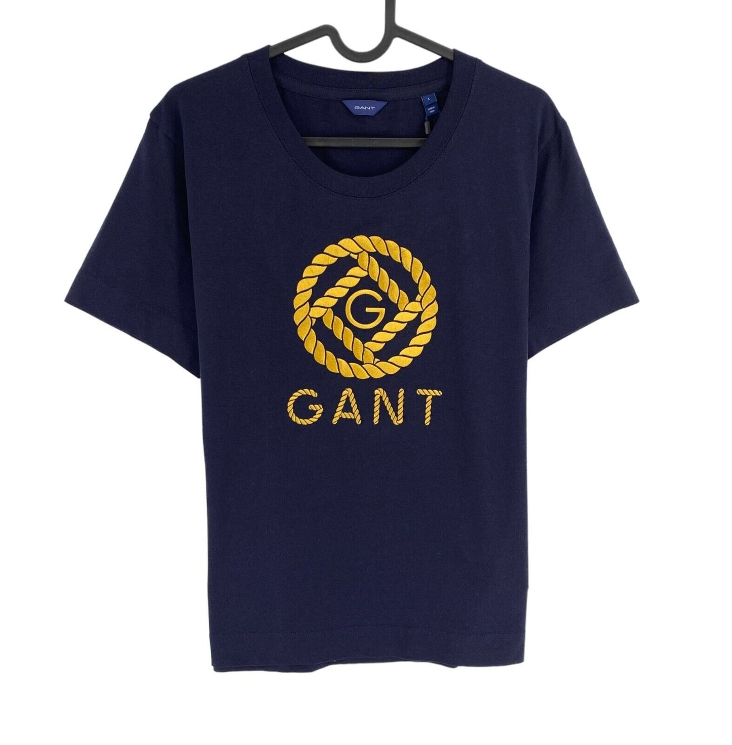 GANT Women Navy Blue Rope Icon Crew Neck Short Sleeves T Shirt Size L