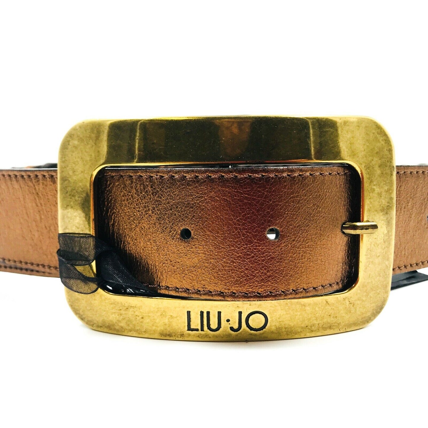 LIU JO Bronze Brown Leather Designer Belt Size S RRP €145