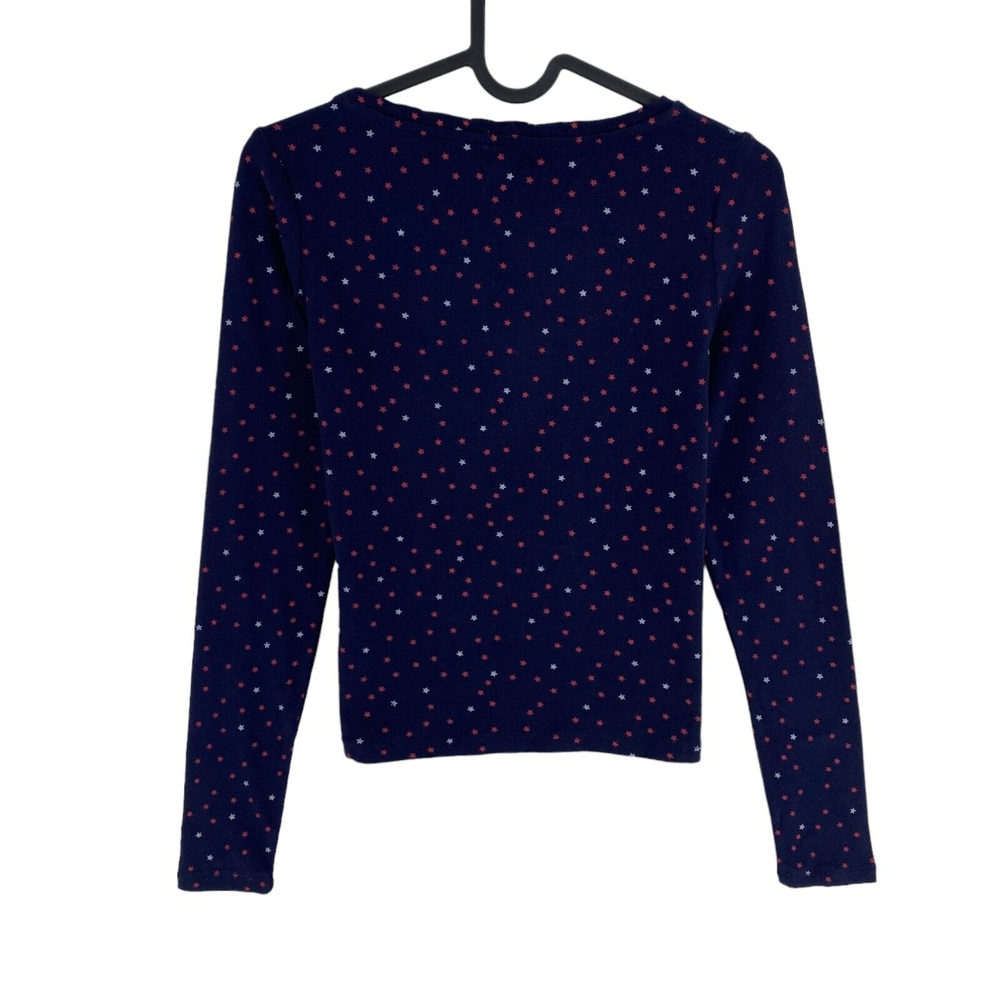 OVS Navy Blue Mini Star Print Long Sleeves Crew Neck T Shirt Size XS