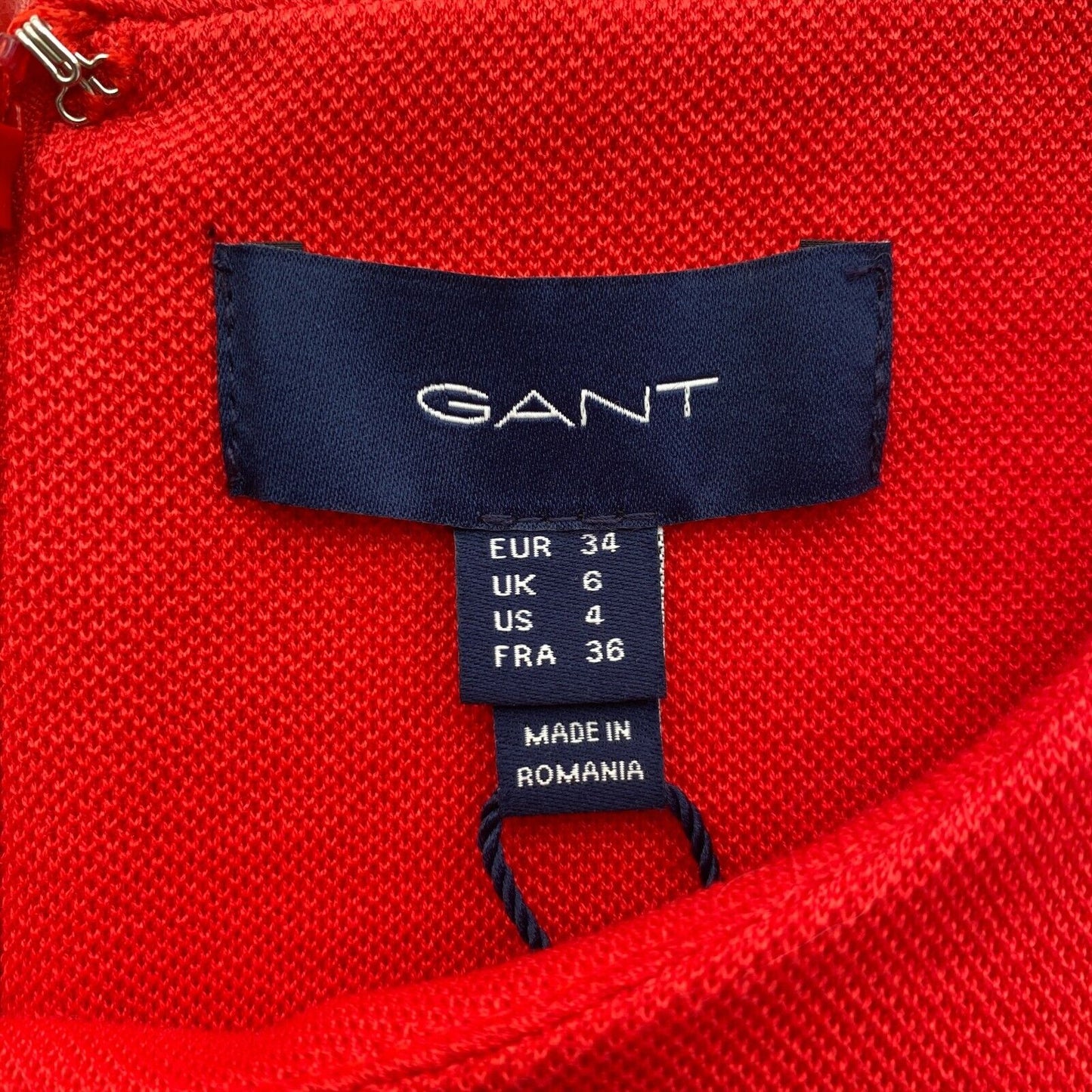 GANT Red Jersey Pique Crew Neck Dress Size EU 34 UK 6 US 4