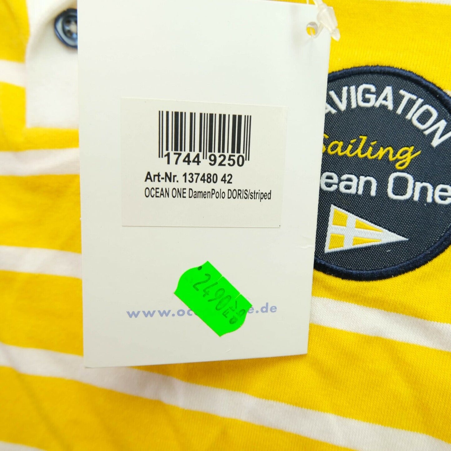 OCEAN ONE T-shirt à col polo rayé jaune Taille 42