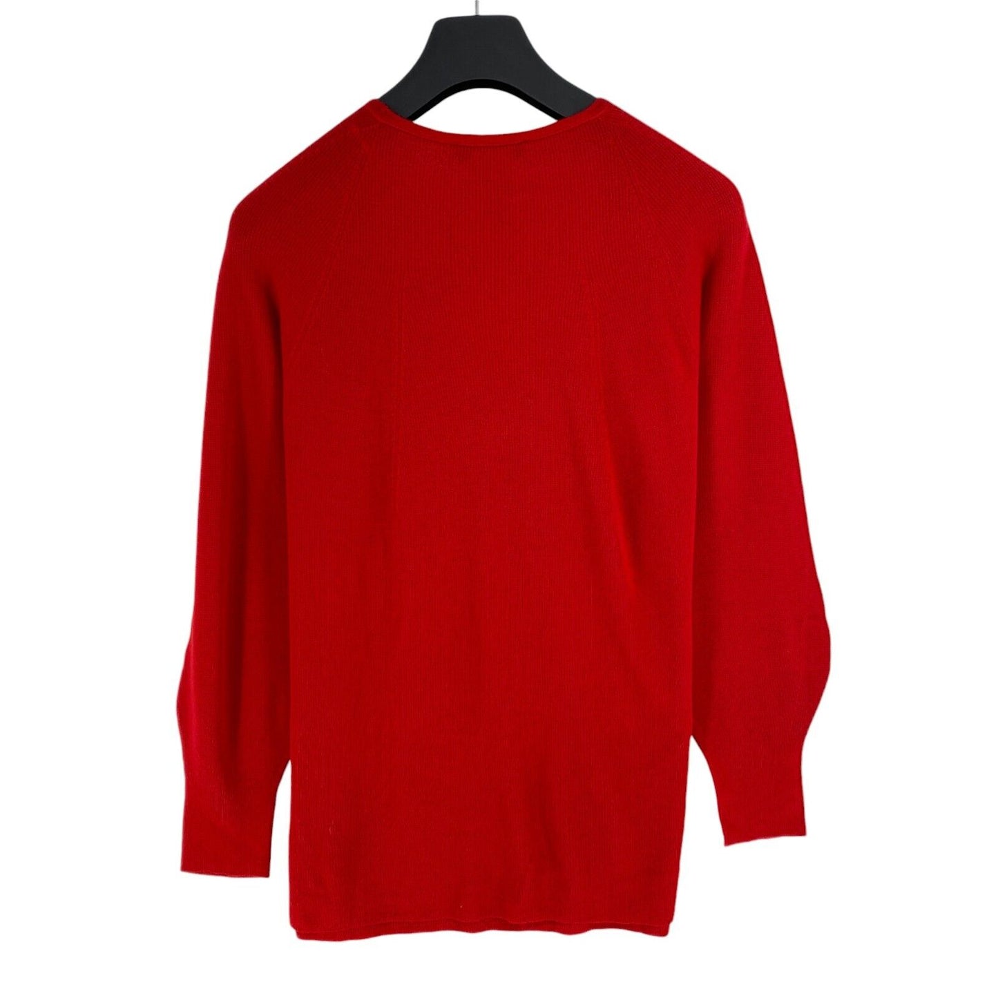 Elena Miro Designer Women Red 100% Wool V Neck Jumper Sweater Pullover Size L