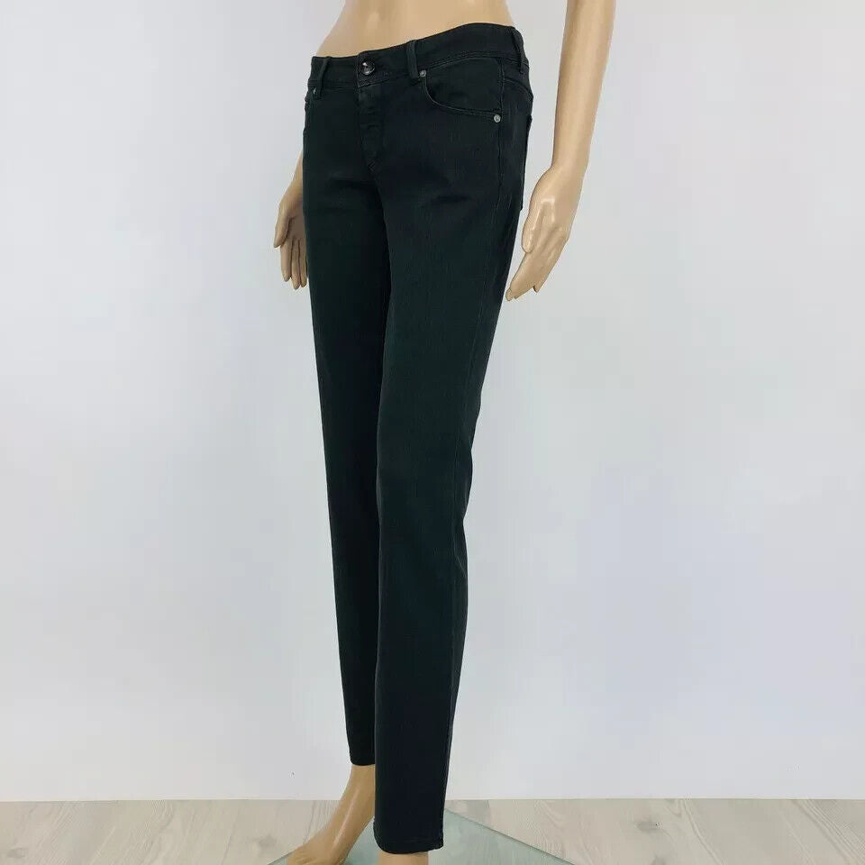 RRP $560 Ermanno Scervino Women Skinny Slim Fit Dark Grey Jeans Size W28 IT 42