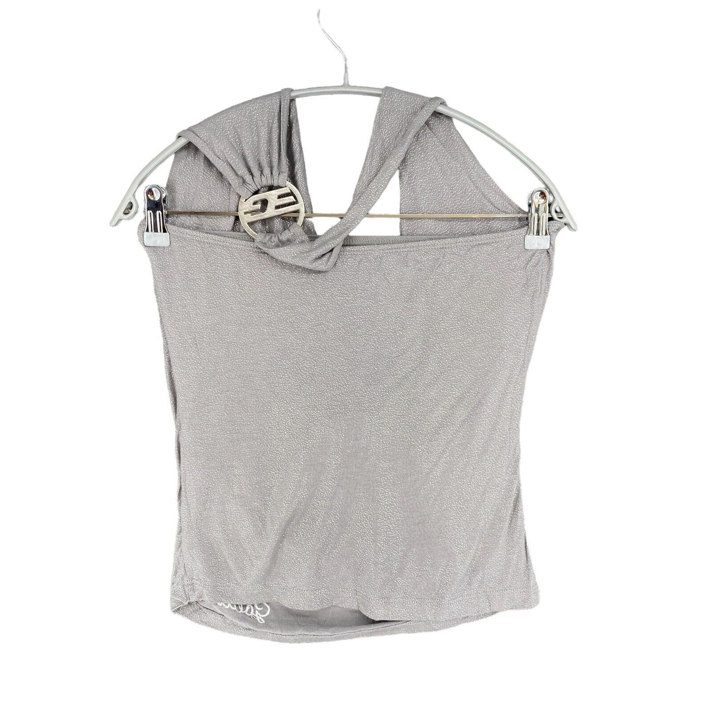 GOLDDIGGA Frost Grey Sleeveless Scoop Neck Halter Top Blouse Size XS S