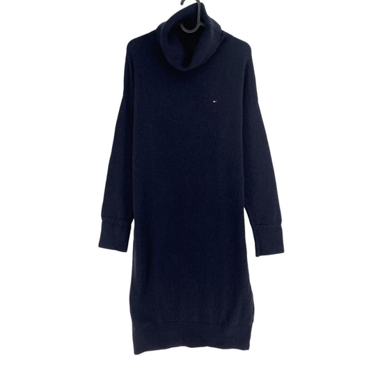 TOMMY HILFIGER Women Navy Blue Soft Wool Long Sleeves Dress Size L