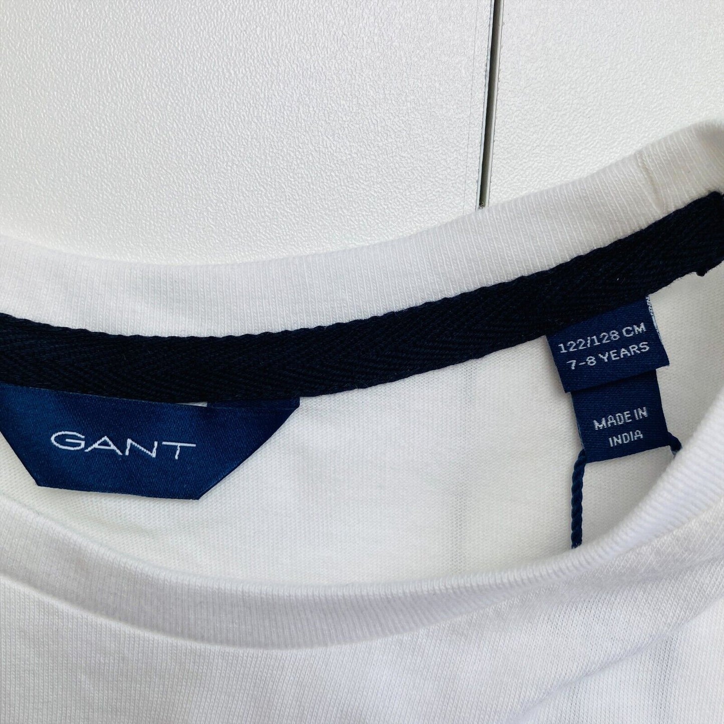 GANT T-shirt à col rond avec logo blanc pour garçon Taille 7 - 8 ans 122/128 cm