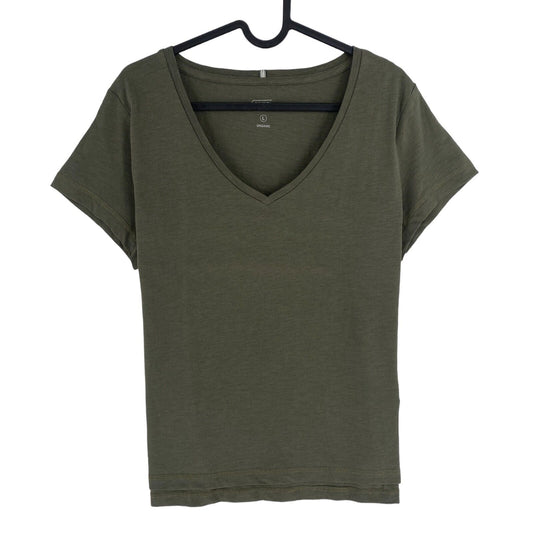 Camel Active Women Dark Green Solid V Neck Short Sleeves T Shirt Size L