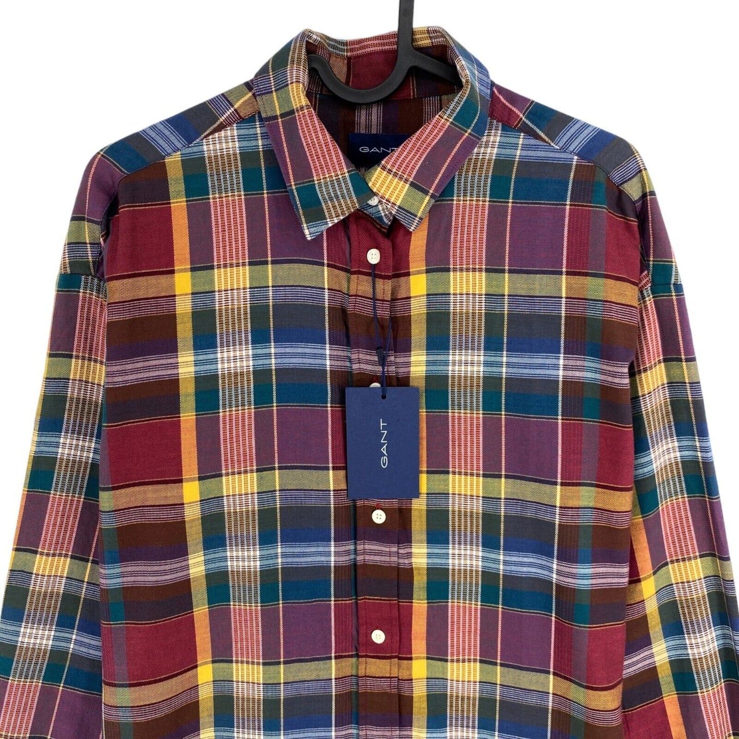 GANT Rotes Winter-Twill-Madras-Kariertes Longhemd, Größe EU 38, UK 12, US 8