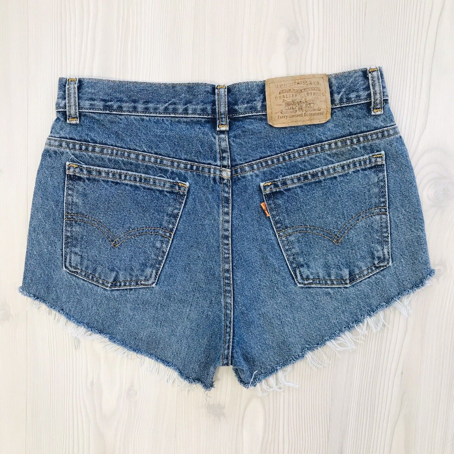 Vintage Levi's Orange Tab Custom Made Blue Straight Fit Cut-Off Shorts W30