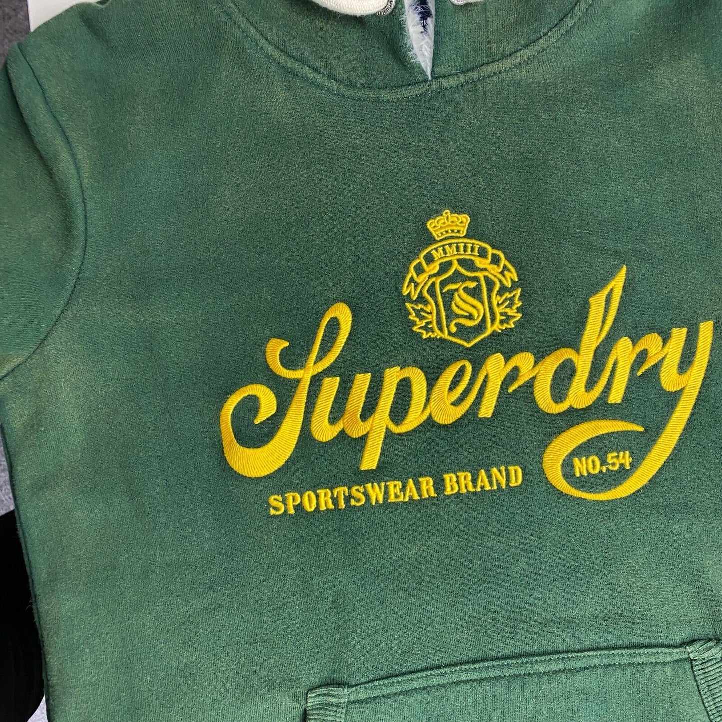 Superdry Women Dark Green Logo Hoodie Jumper Sweater Size EU 38 UK 10 US 6