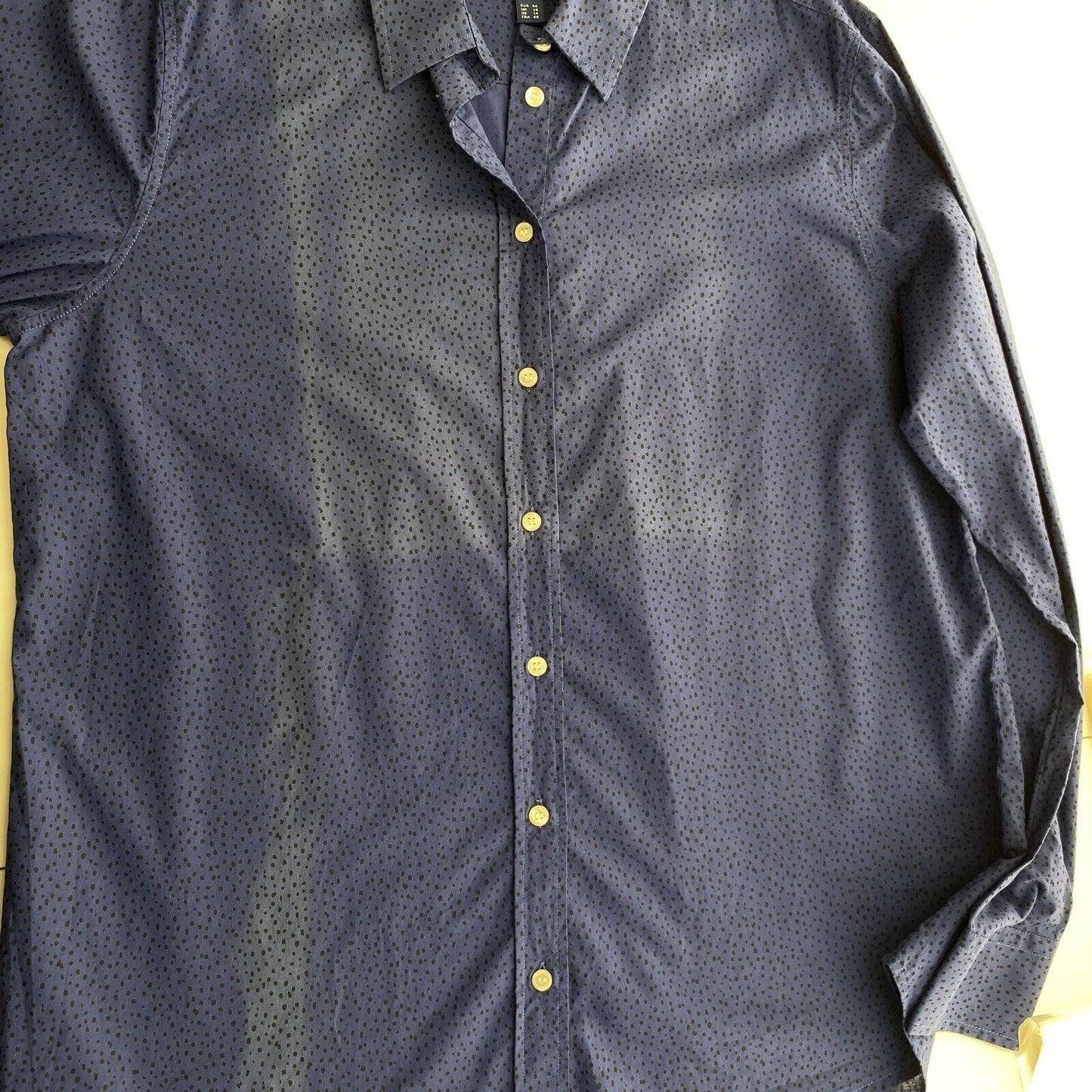 GANT Dark Blue Voile Freckle Dot Shirt Size EU 44 UK 18 US 14