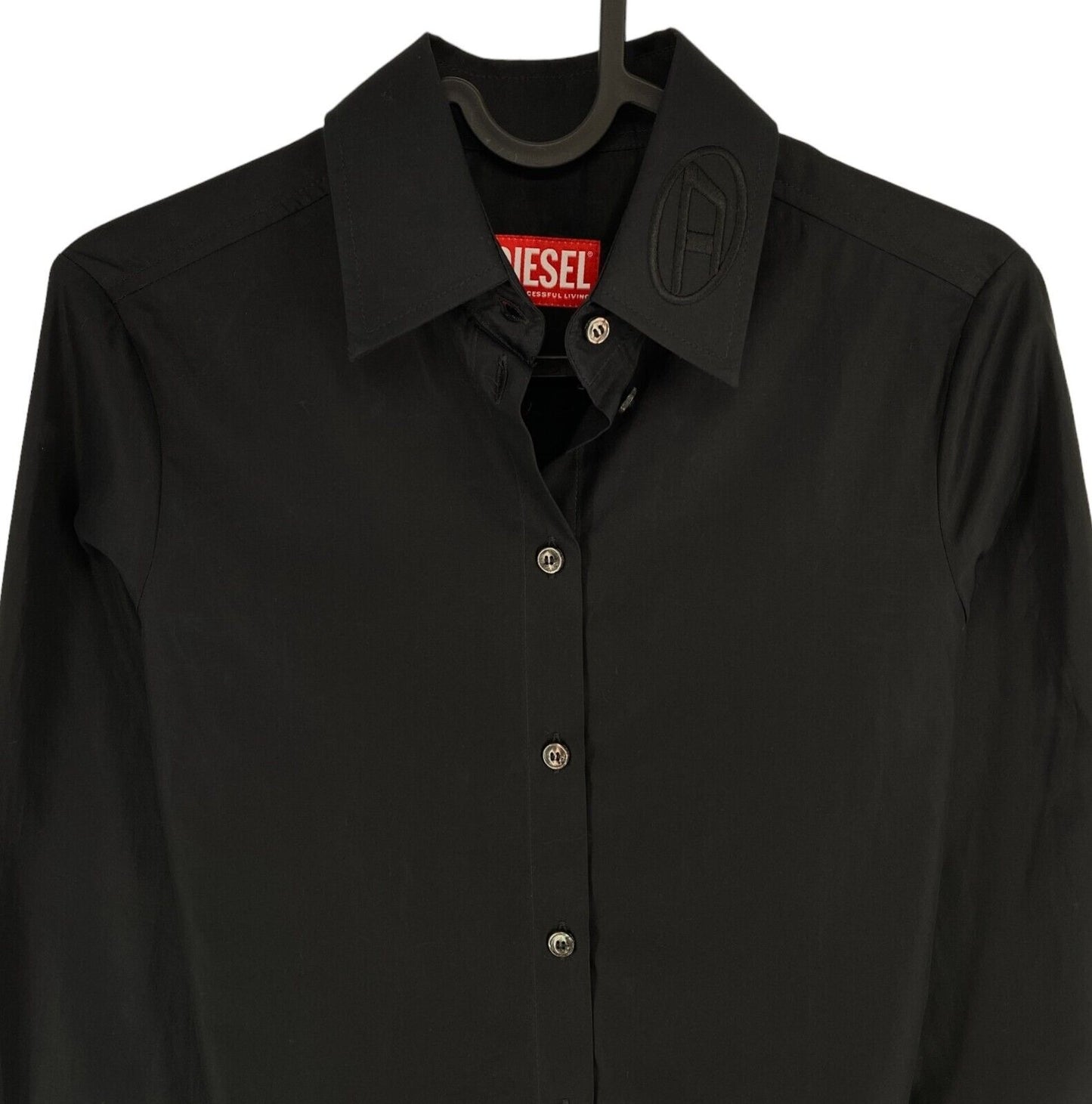 DIESEL Black Poplin With Tonal D Embroidery Shirt Size EU 36 UK 8 US 6