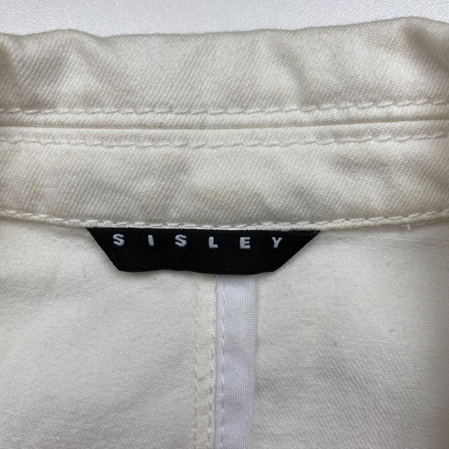 SISLEY White Cotton Blend Short Sleeve Jacket Size EU 38 UK 10 US 8